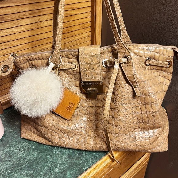 Authentic Dolce & Gabbana Camel Leather Belissima Mirror Bag Charm - Picture 2 of 12